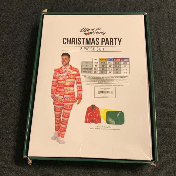 Life Of The Party 3 Piece Christmas Party Snowflake Suit w/ Flashing LED Lights - Picture 4 of 11